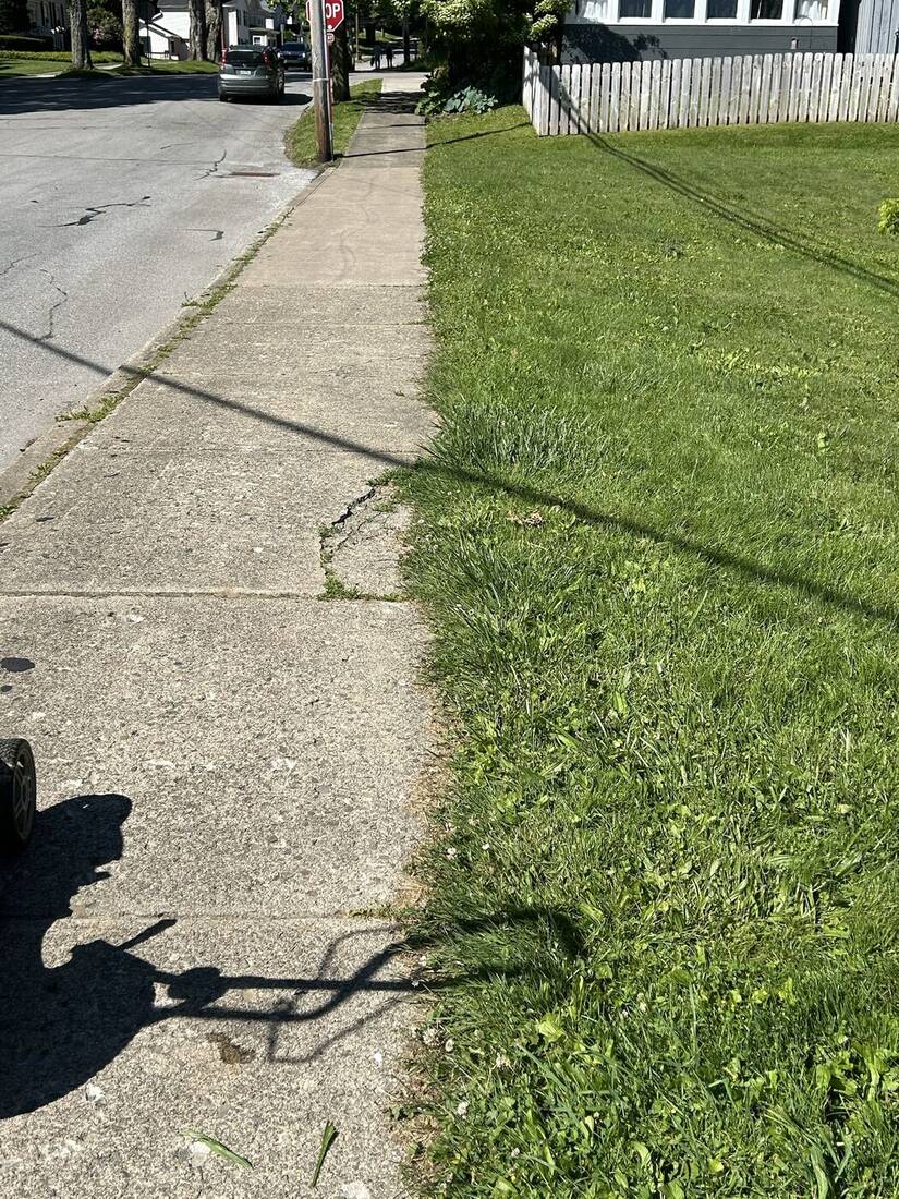 Before: grass overgrowing the sidewalk edge